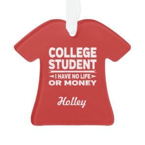 College Student No Life or Money Ornament