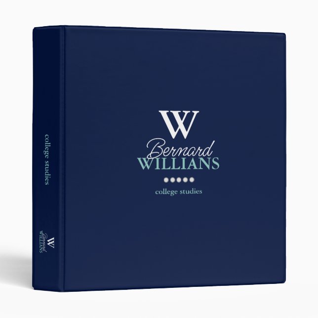 College Studies Dark-Blue Personalized 3 Ring Binder (Front/Spine)