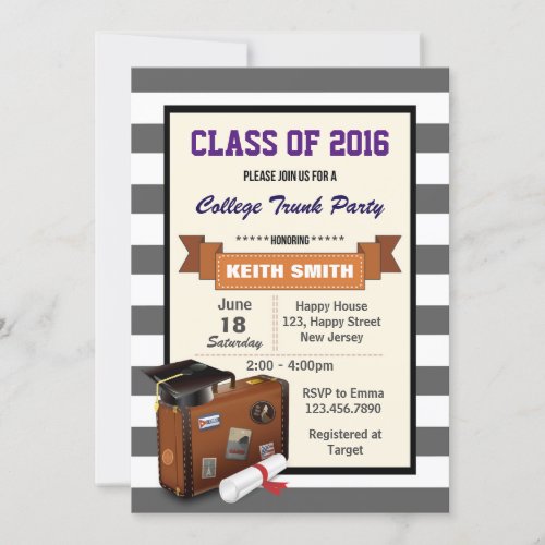 College Trunk Party Invitation Graduation Party Invitation