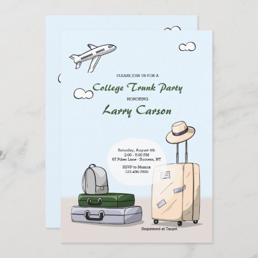 College Trunk Party Invitation (Male) Zazzle
