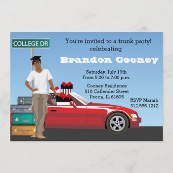 College Trunk Party Male Going Away Invitation by AnnounceIt at Zazzle
