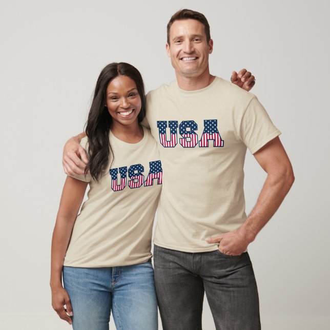 College USA Font Red White Blue Stars And Stripes T-Shirt (Unisex)