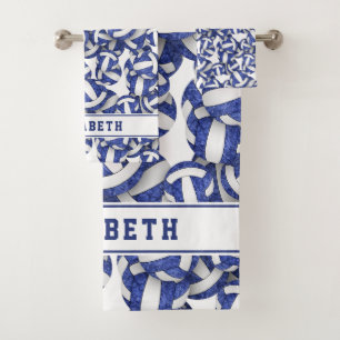 college volleyball player girls name blue bath towel set
