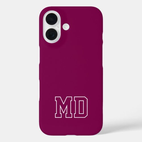 College Wine Varsity Monogram Initials iPhone 16 Case