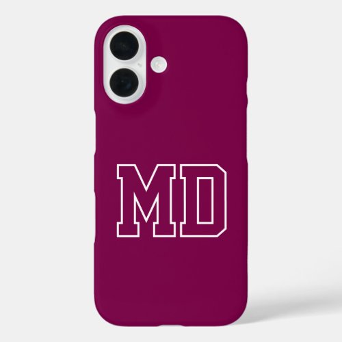 College Wine Varsity Monogram Initials iPhone 16 Case