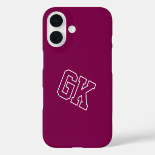 College Wine Varsity Monogram Initials iPhone 16 Case