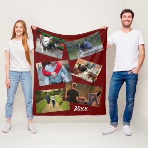 College year summer vacation 20xx DIY photo maroon Fleece Blanket