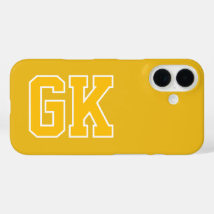 College Yellow Varsity Monogram Initials iPhone 16 Case