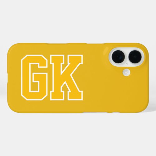 College Yellow Varsity Monogram Initials iPhone 16 Case