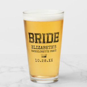 Collegiate Bride Bachelorette Party Glass
