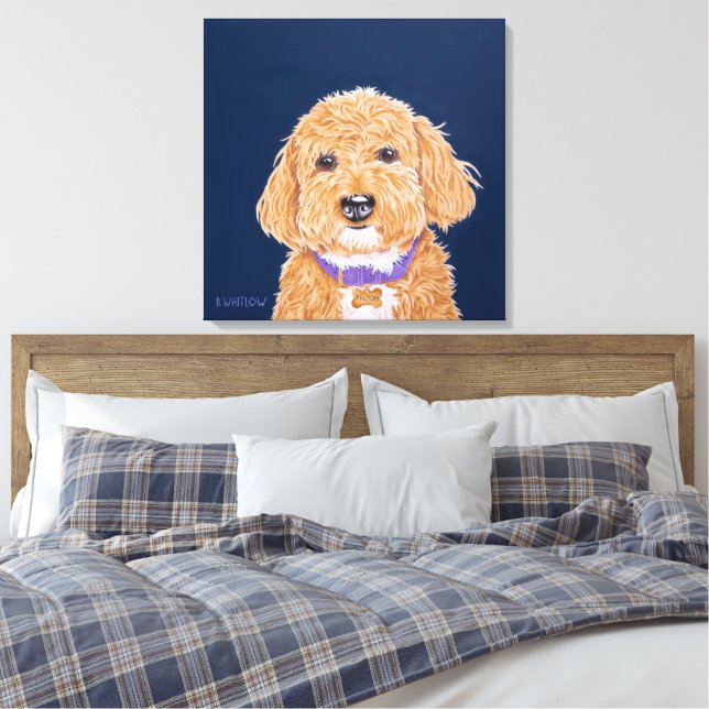 Collegiate Goldendoodle Canvas Print (Insitu(Bedroom))