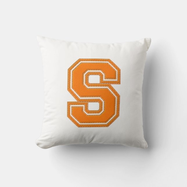 Collegiate Letter Throw Pillow, Orange & White S Pillow (Front)