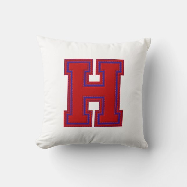 Collegiate Letter Throw Pillow, Red-Blue H Throw Pillow (Front)