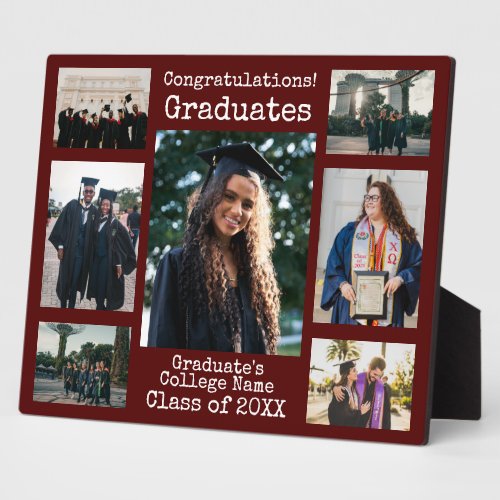 Collegiate Maroon Congratulations Graduates Photo Plaque