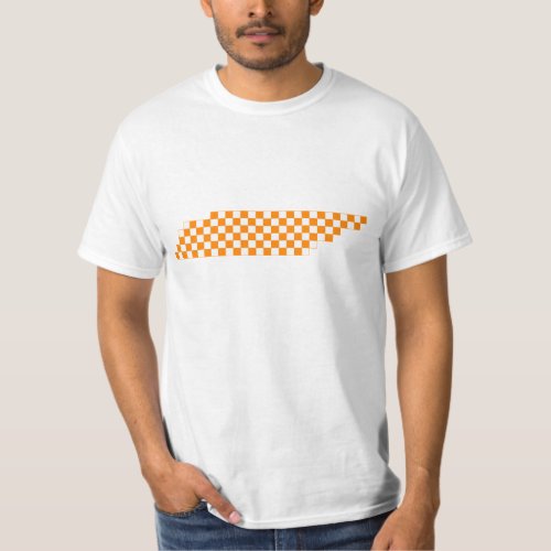 Collegiate Orange and White Pixel Tennessee T_Shirt