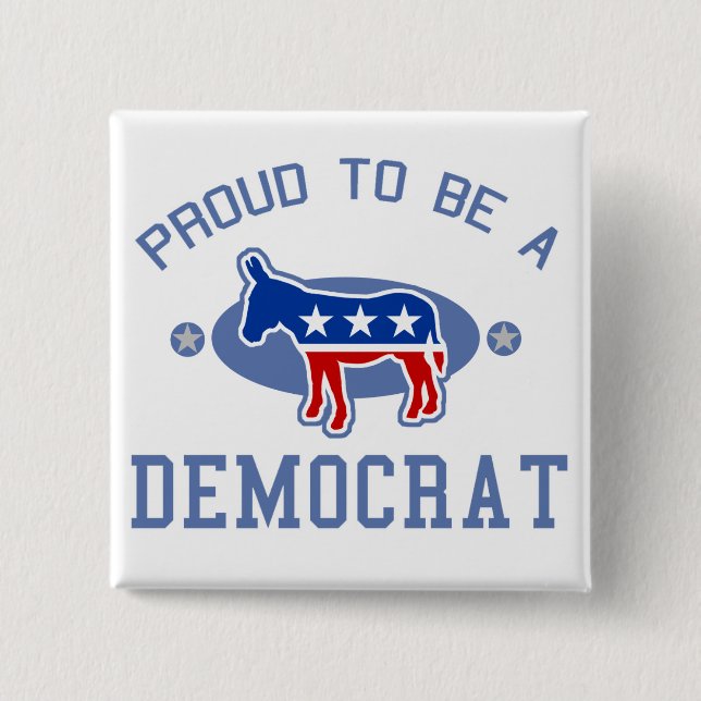 Collegiate Proud Democrat Pinback Button (Front)