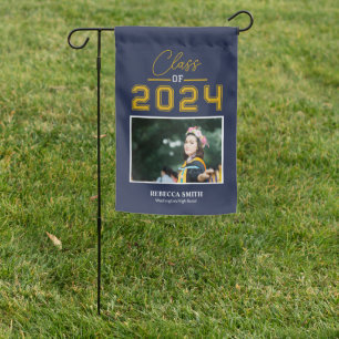 Collegiate Script Navy  Garden Flag