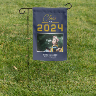 Collegiate Script Navy  Garden Flag