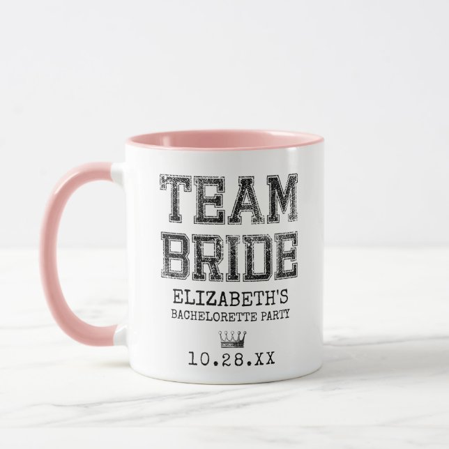 Collegiate Team Bride Bachelorette Party Mug (Left)
