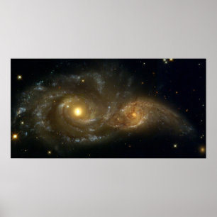 Colliding Galaxies NGC 2207 IC 2163 by the Hubble Poster