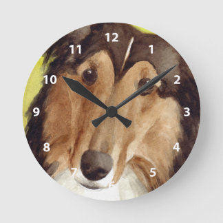 Collie Art Round Clock