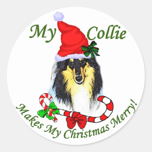 Collie Christmas Gifts Classic Round Sticker