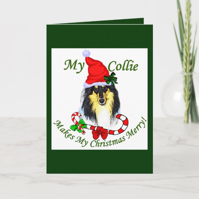 Collie Christmas Gifts Holiday Card (Front)