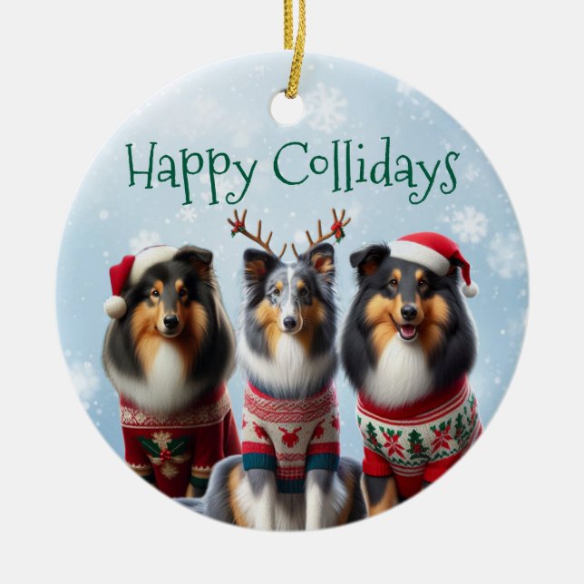 Collie Christmas Ornaments  (Front)