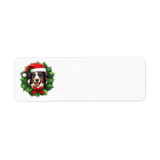 Collie Christmas Wreath Label
