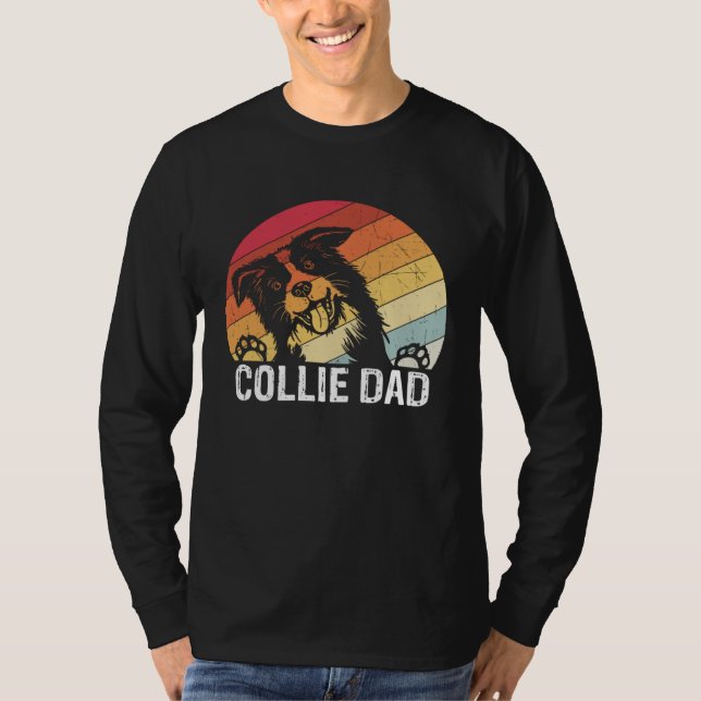 Collie dad collie dogs dad walking collie T-Shirt (Front)