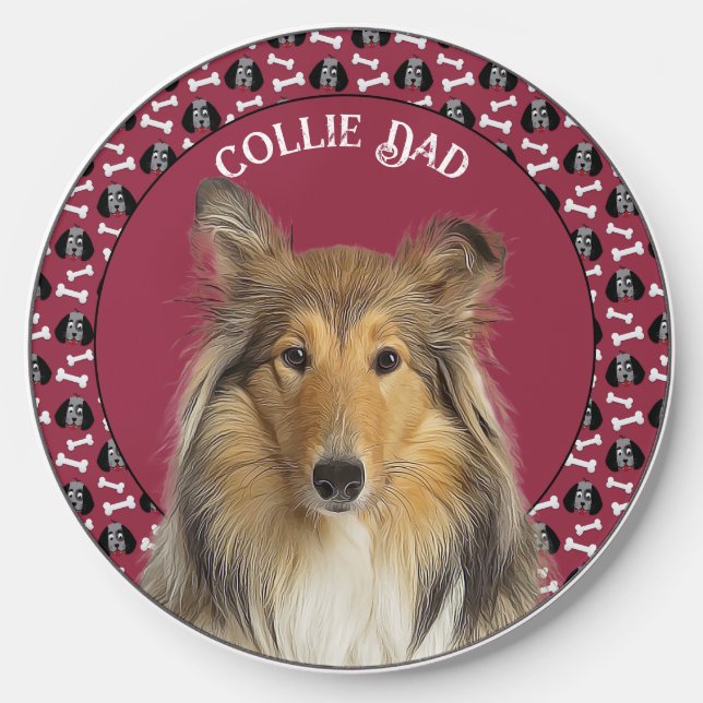 Collie Dad custom pet photo Wireless Charger (Front)
