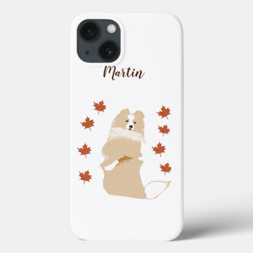Collie Dog Autumn Leaves iPhone 13 Case