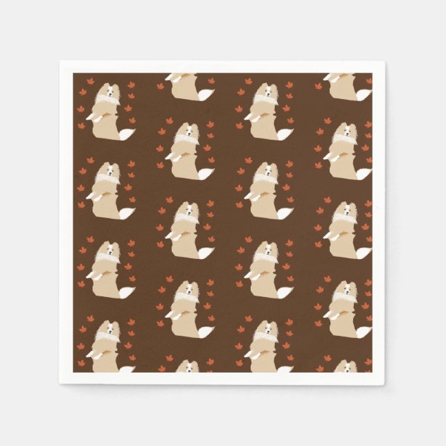 Collie Dog, Autumn Leaves Napkins (Front)