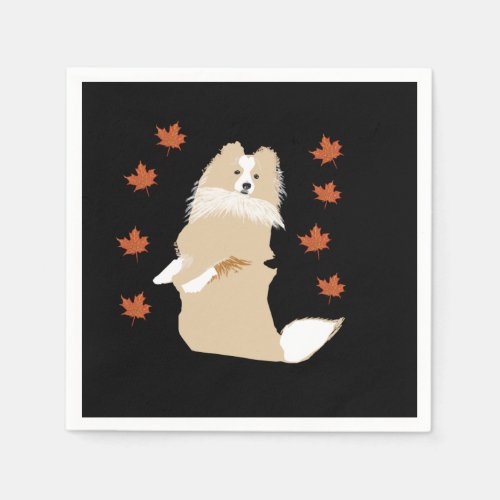 Collie Dog Autumn Leaves Napkins