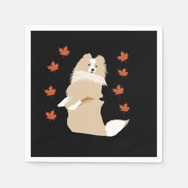Collie Dog, Autumn Leaves Napkins (Front)