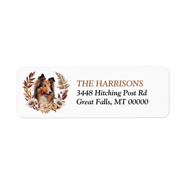 Collie Dog Autumn Wreath Label (Front)