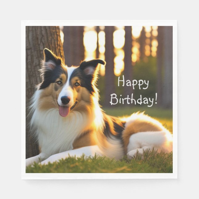 Collie Dog Birthday Napkins (Front)