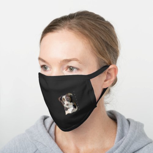 Collie dog black cotton face mask