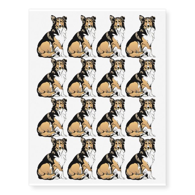 Collie Dog Breed Design Temporary Tattoos (Front)