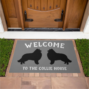Collie Dog Breed Silhouettes Custom Doormat