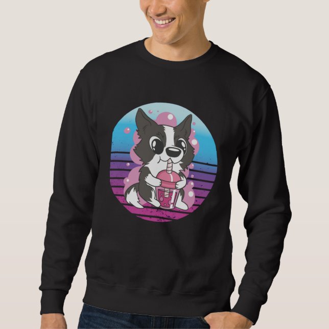 Collie Dog Bubble Tea Sweatshirt (Front)