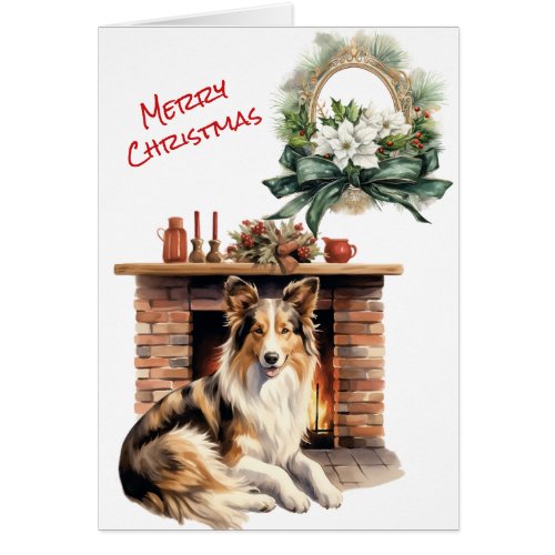 Collie Dog Christmas Eve Wait Greeting Card