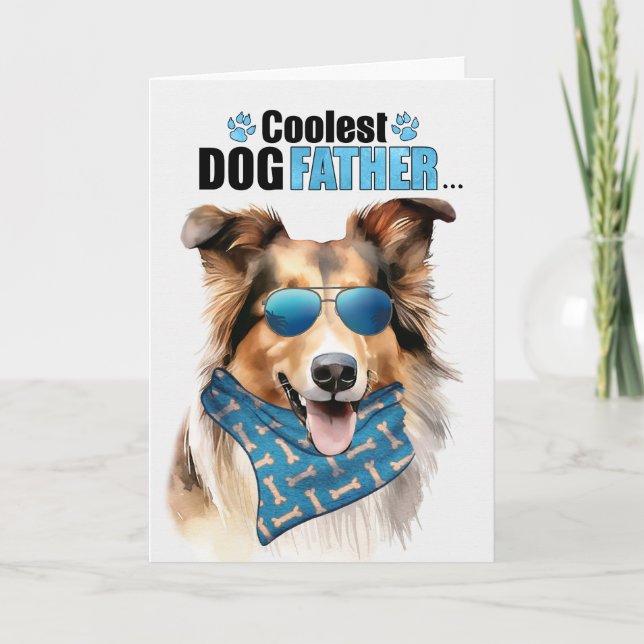 Collie Dog Coolest Dad Father's Day Holiday Card (Front)