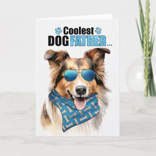 Collie Dog Coolest Dad Fathers Day Holiday Card