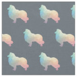 Collie Dog Geometric Pattern Silhouette Pastel Fabric