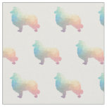 Collie Dog Geometric Pattern Silhouette Pastel Fabric