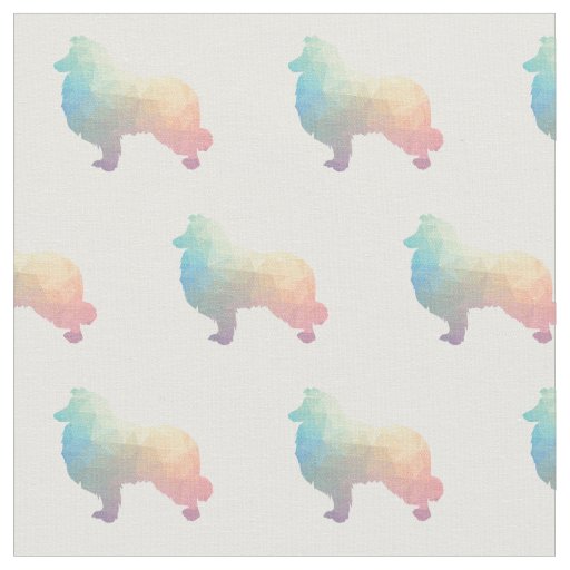 Collie Dog Geometric Pattern Silhouette Pastel Fabric