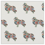 Collie Dog Geometric Pattern Silhouette Plaid Fabric