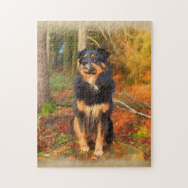 Collie Dog in Autumn Forest Pastel Sketch Jigsaw Puzzle (Vertical)
