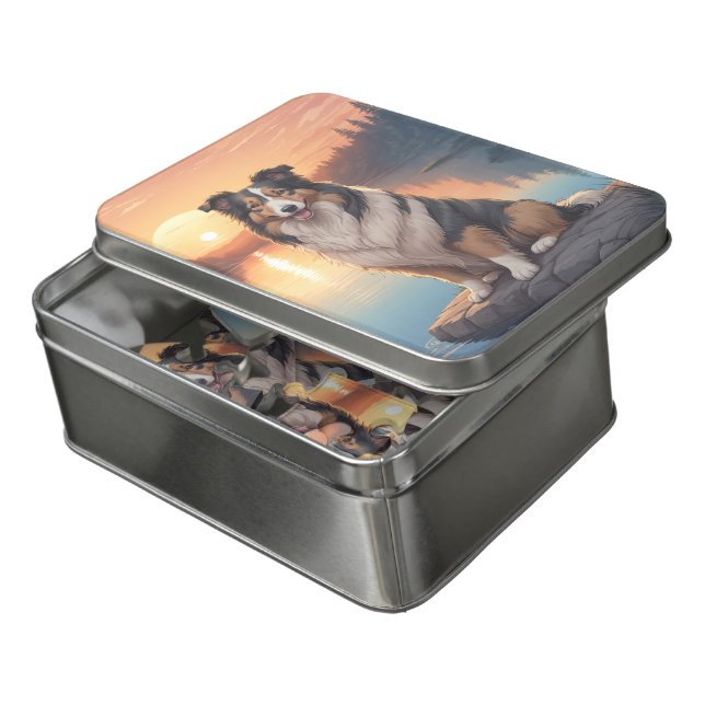 Collie dog jigsaw puzzle (Lid Open)